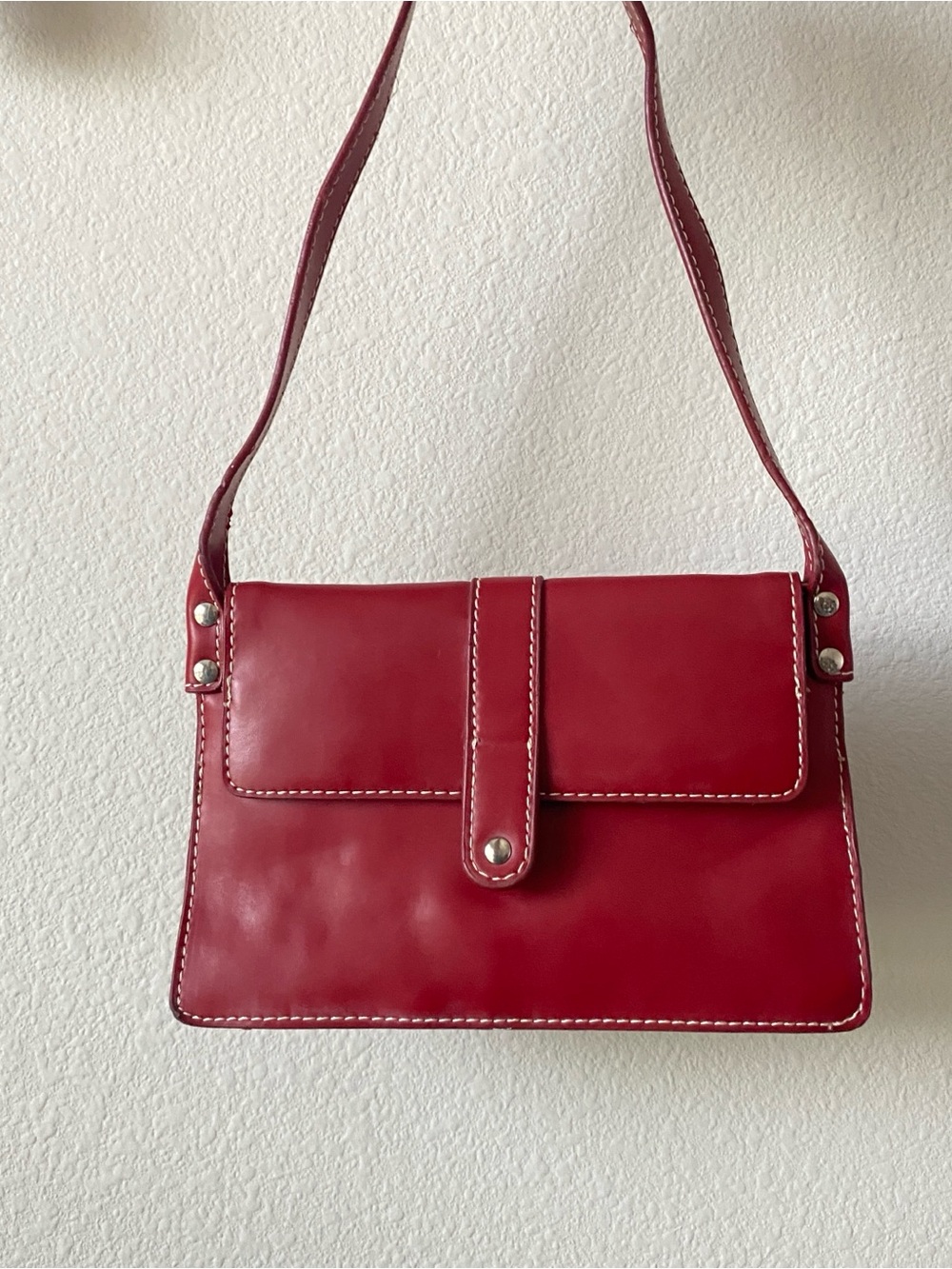 Vintage Nine West Little Red Leather Shoulder Bag